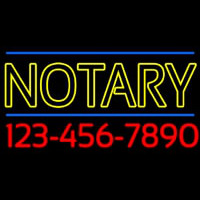 Double Stroke Yellow Notary With Phone Numbers Enseigne Néon