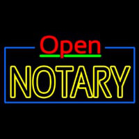 Red Open Double Stroke Yellow Notary Enseigne Néon