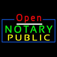 Red Open Notary Public Blue Border Enseigne Néon