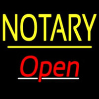 Notary Open Yellow Line Enseigne Néon