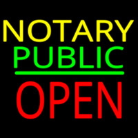 Notary Public Block Open Green Line Enseigne Néon