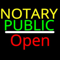 Notary Public Open White Line Enseigne Néon
