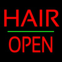Hair Block Open Green Line Enseigne Néon