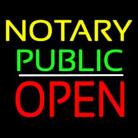Yellow Green Notary Public White Line Block Open Enseigne Néon