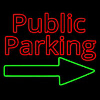 Red Public Parking With Arrow Enseigne Néon
