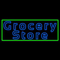 Blue Grocery Store With Green Border Enseigne Néon