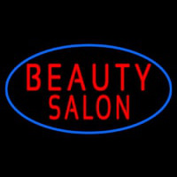 Beauty Salon Oval With Blue Border Enseigne Néon