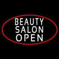Beauty Salon Open Oval With Red Border Enseigne Néon