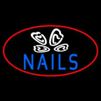 Blue Nails Logo Enseigne Néon