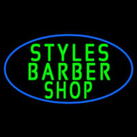 Green Styles Barber Shop With Blue Border Enseigne Néon