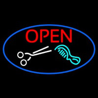 Open With Scissor And Comb Enseigne Néon
