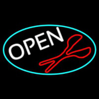 Open With Scissor Logo Enseigne Néon