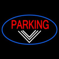 Parking And Down Arrow Oval With Blue Border Enseigne Néon