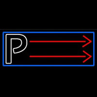 Parking P With Arrow With Blue Border Enseigne Néon