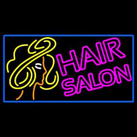 Pink Double Stroke Hair Salon With Girl Logo Enseigne Néon