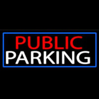 Public Parking With Blue Border Enseigne Néon