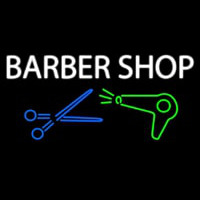 Barber Shop With Dryer And Scissor Enseigne Néon