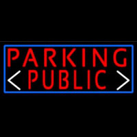 Red Public Parking And Arrow With Blue Border Enseigne Néon