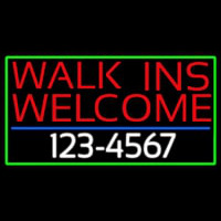 Red Walk Ins Welcome With Phone Number Enseigne Néon