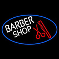 Round Barber Shop Logo Enseigne Néon