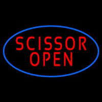 Scissor Open With Blue Border Enseigne Néon