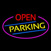 Open Parking Oval With Pink Border Enseigne Néon