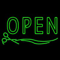 Green Open With Scissor Enseigne Néon