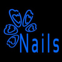 Blue Nails Logo Enseigne Néon
