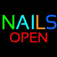 Multi Colored Nails Red Open Enseigne Néon
