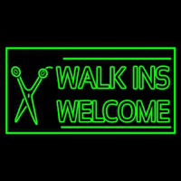 Green Walk Ins Welcome With Scissor Enseigne Néon