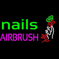 Nails Airbrush With Flower Enseigne Néon