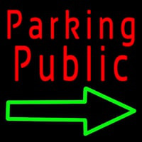 Red Public Parking With Arrow Enseigne Néon