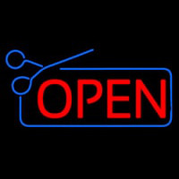 Red Open With Scissor Logo Enseigne Néon
