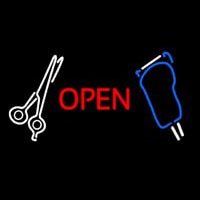 Scissor With Clipper Logo Open Enseigne Néon